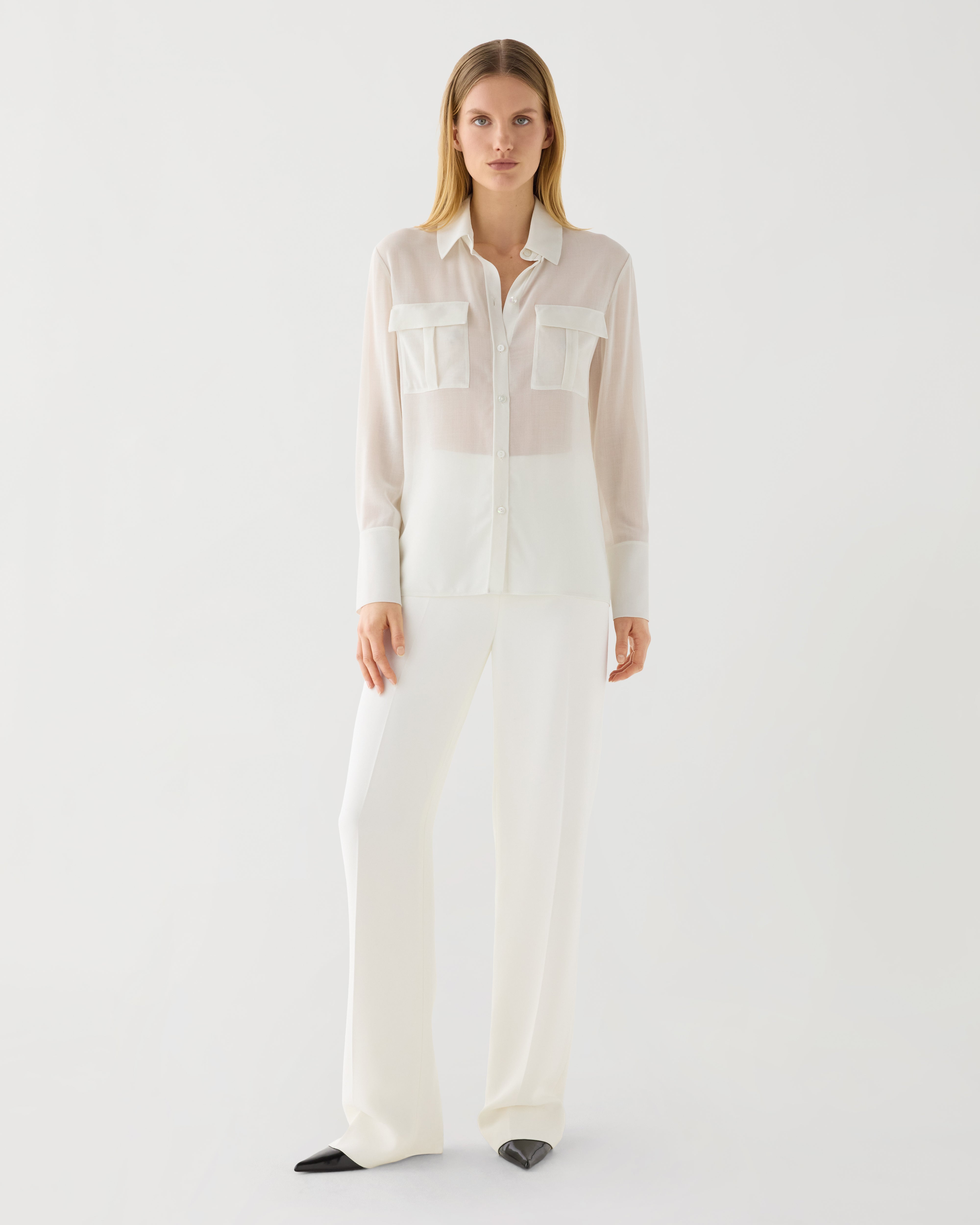 Jamie Shirt in Wool Voile, Off-White