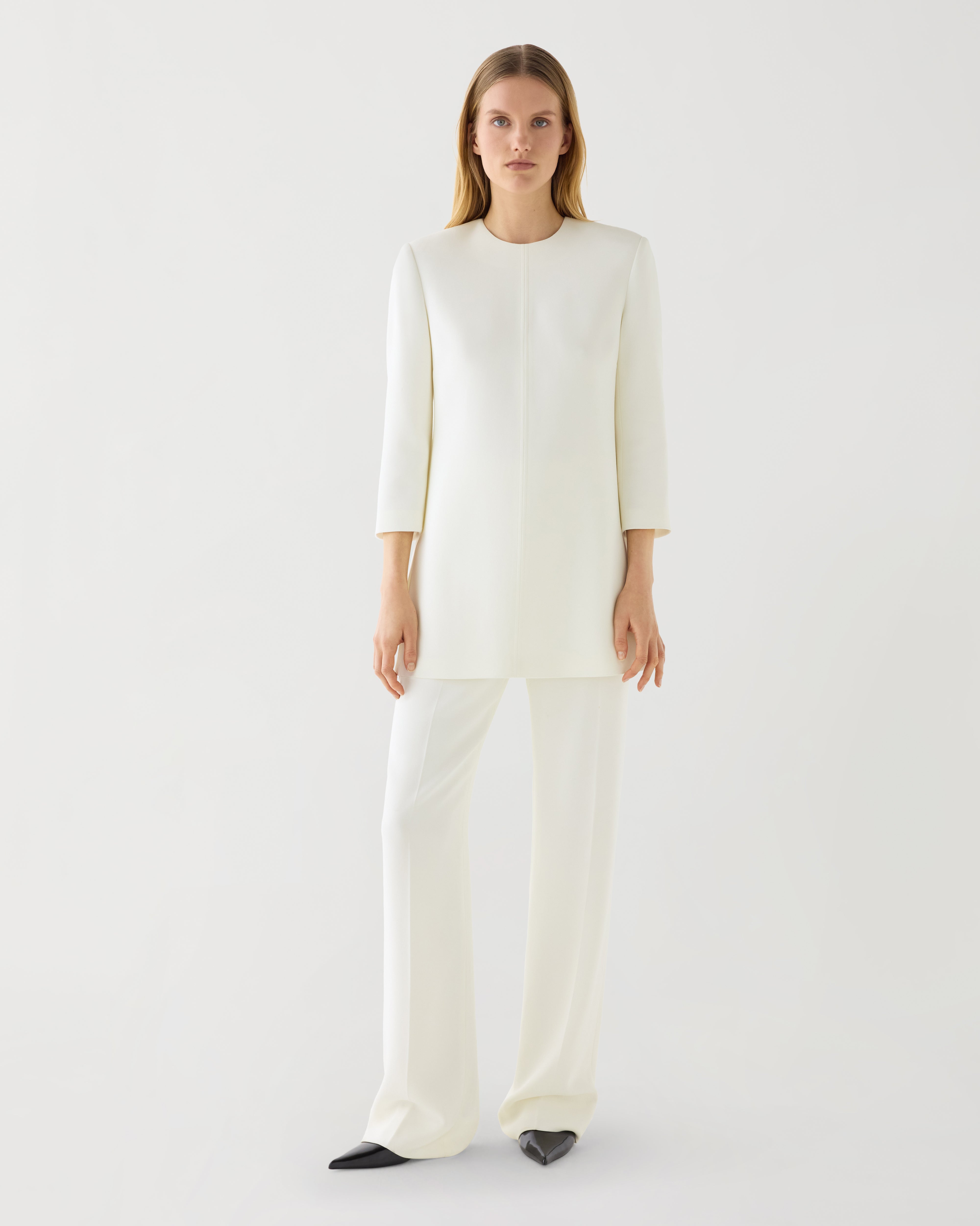 Ambar Tunic in Stretch Viscose Crepe, Off-White