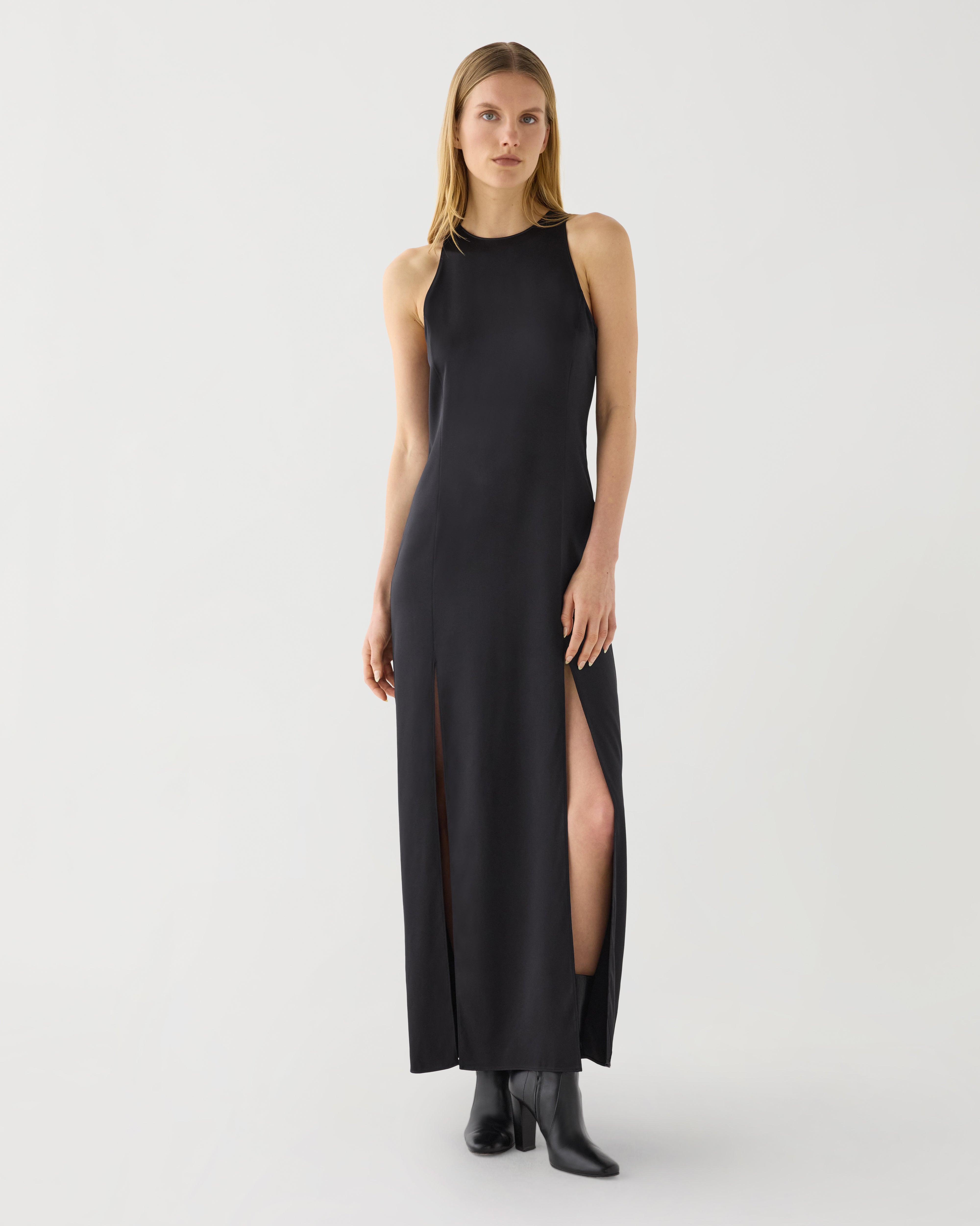 Serena Dress in Stretch Silk,  Black