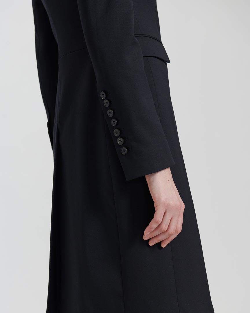 Manon Coat in Starched Wool, Navy