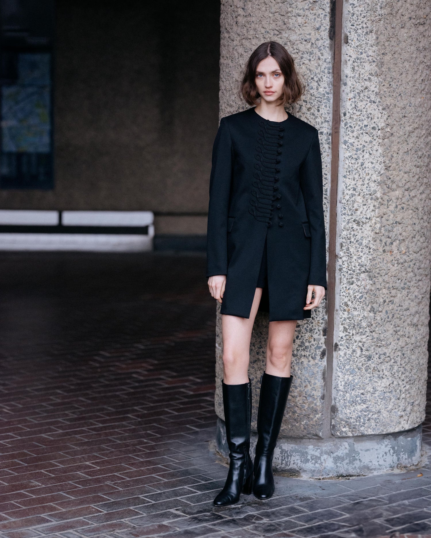 Miles Coat in Stretch Wool Twill,  Black