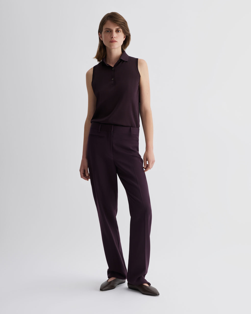 Marnie Trousers in Wool, Deep Plum - Veronica De Piante