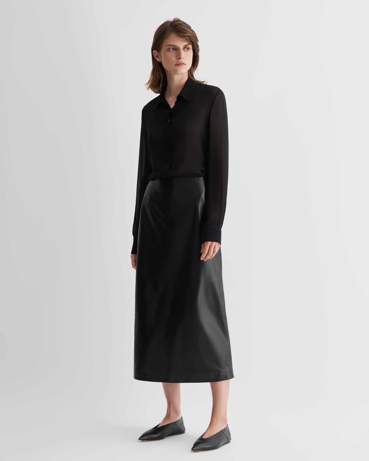 Gisele Skirt in Nappa Leather, Black