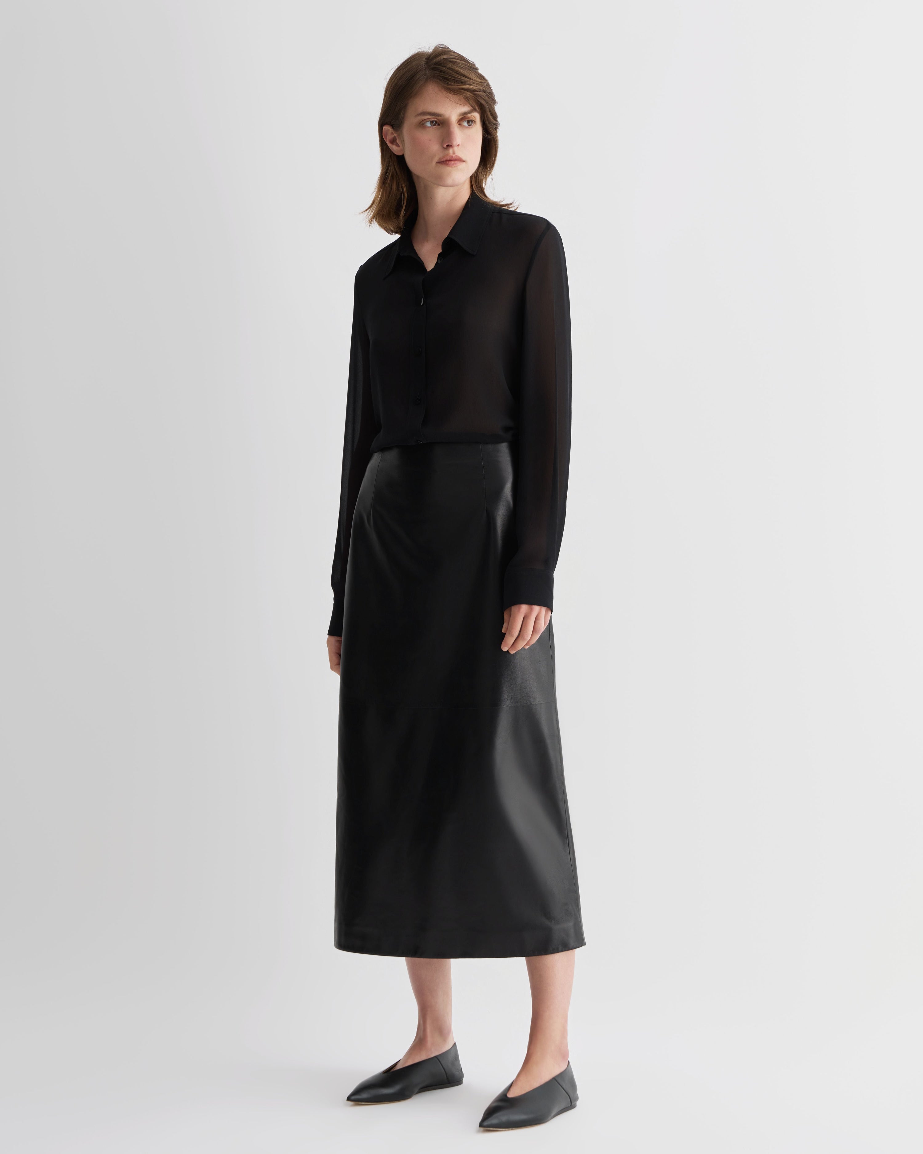 Gisele Skirt in Nappa Leather, Black