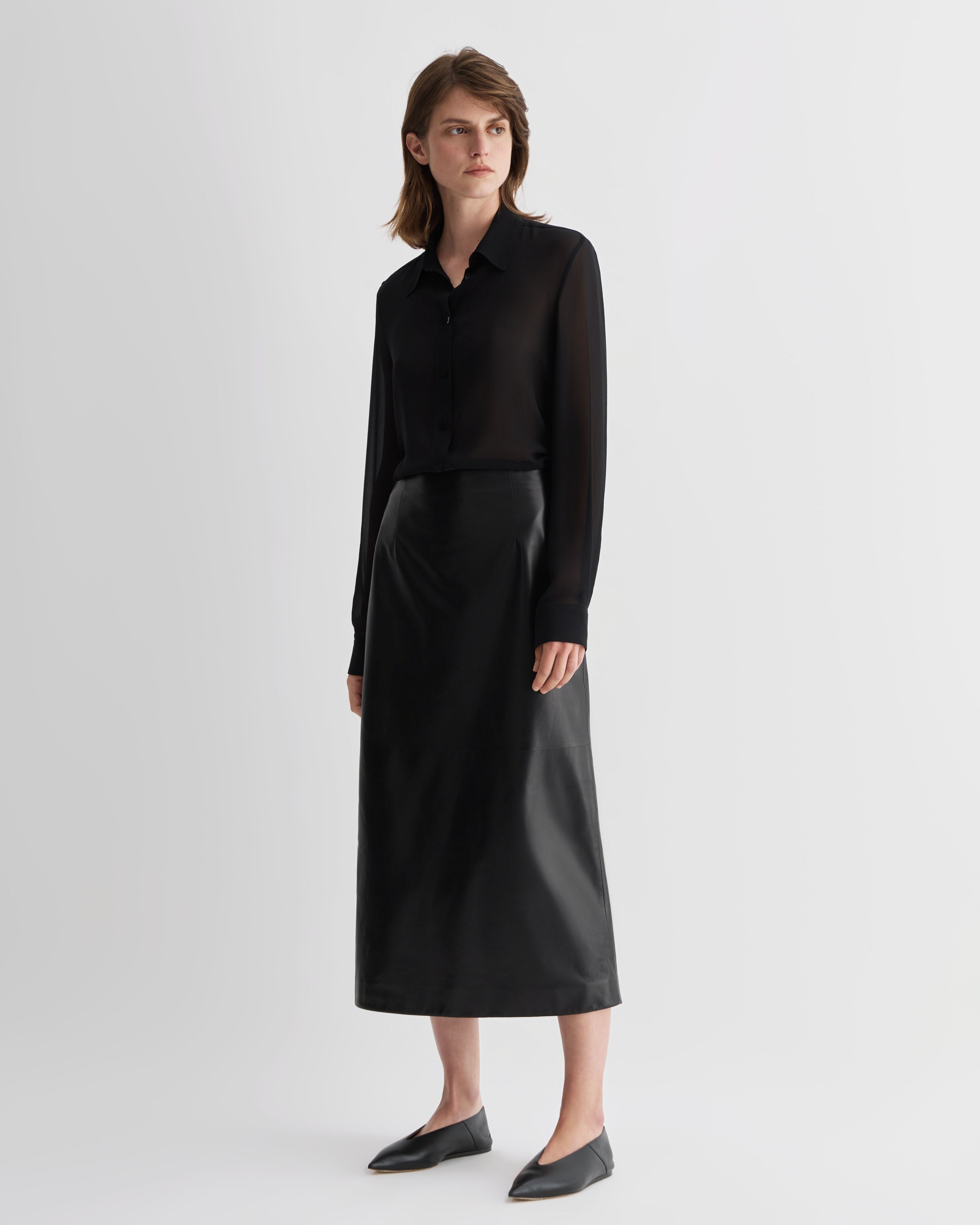 Gisele Skirt in Nappa Leather, Black - Veronica De Piante