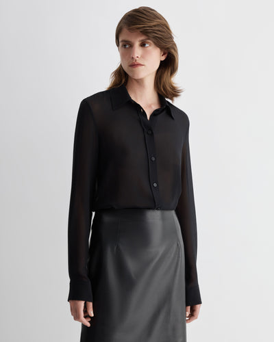 Julieta Shirt in Silk Georgette, Black - Veronica De Piante