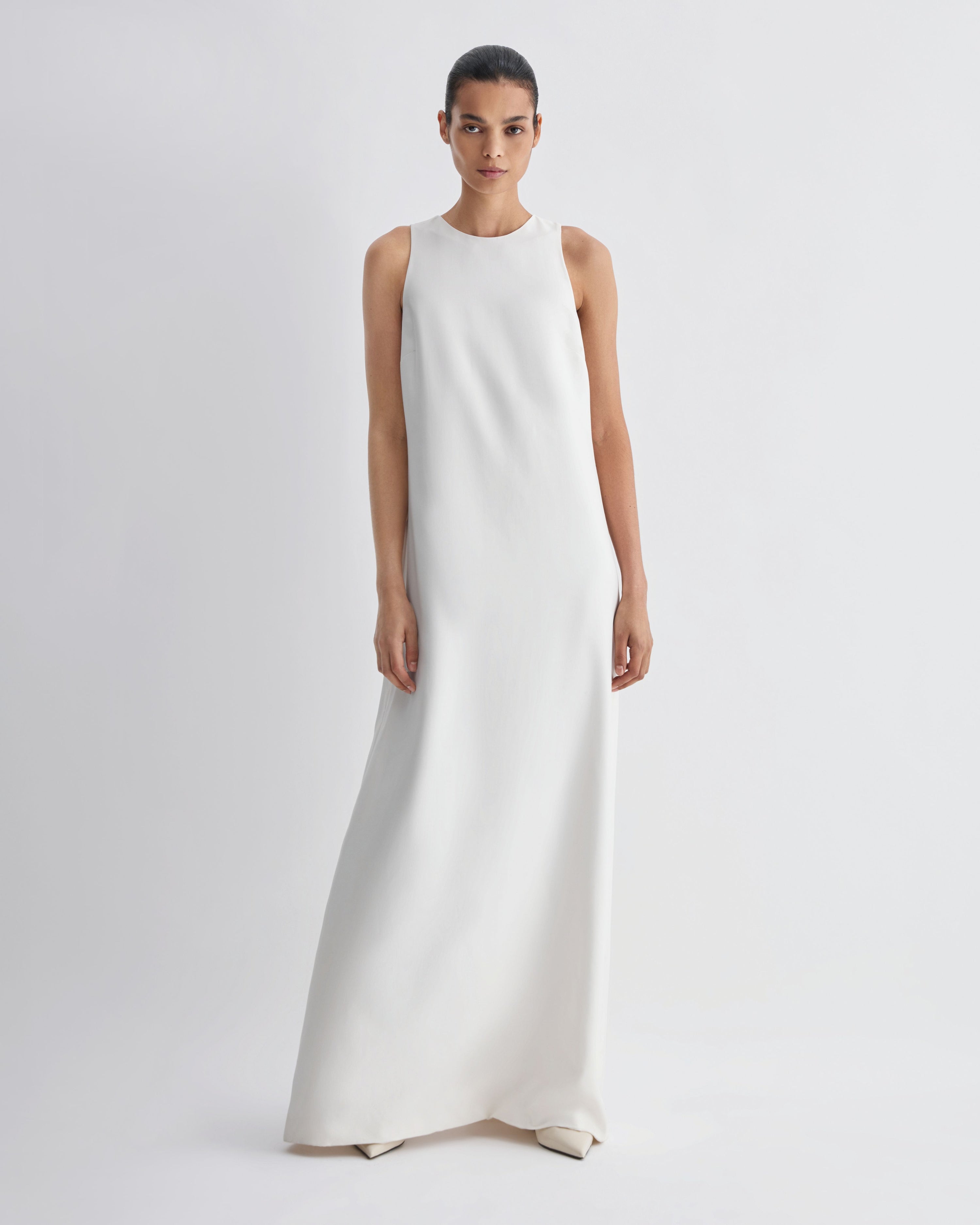 Mila Dress in Silk, Off-White - Veronica De Piante