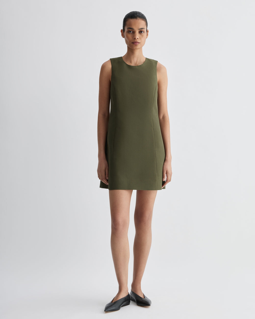 Melodie Dress in Cotton Silk, Olive - Veronica De Piante