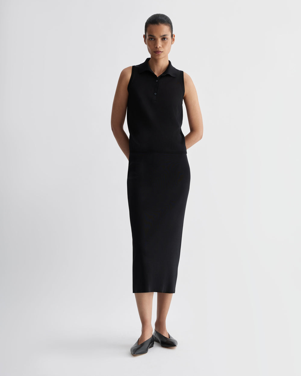 Caterina Skirt in Silk Knit, Black