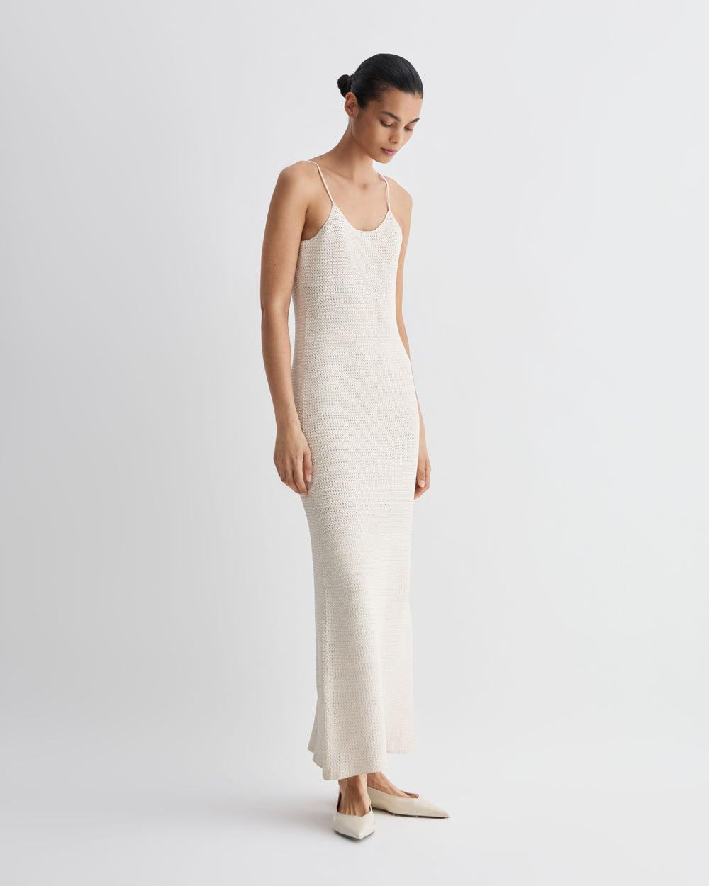 Liliana Dress in Silk Crochet, Off White - Veronica De Piante