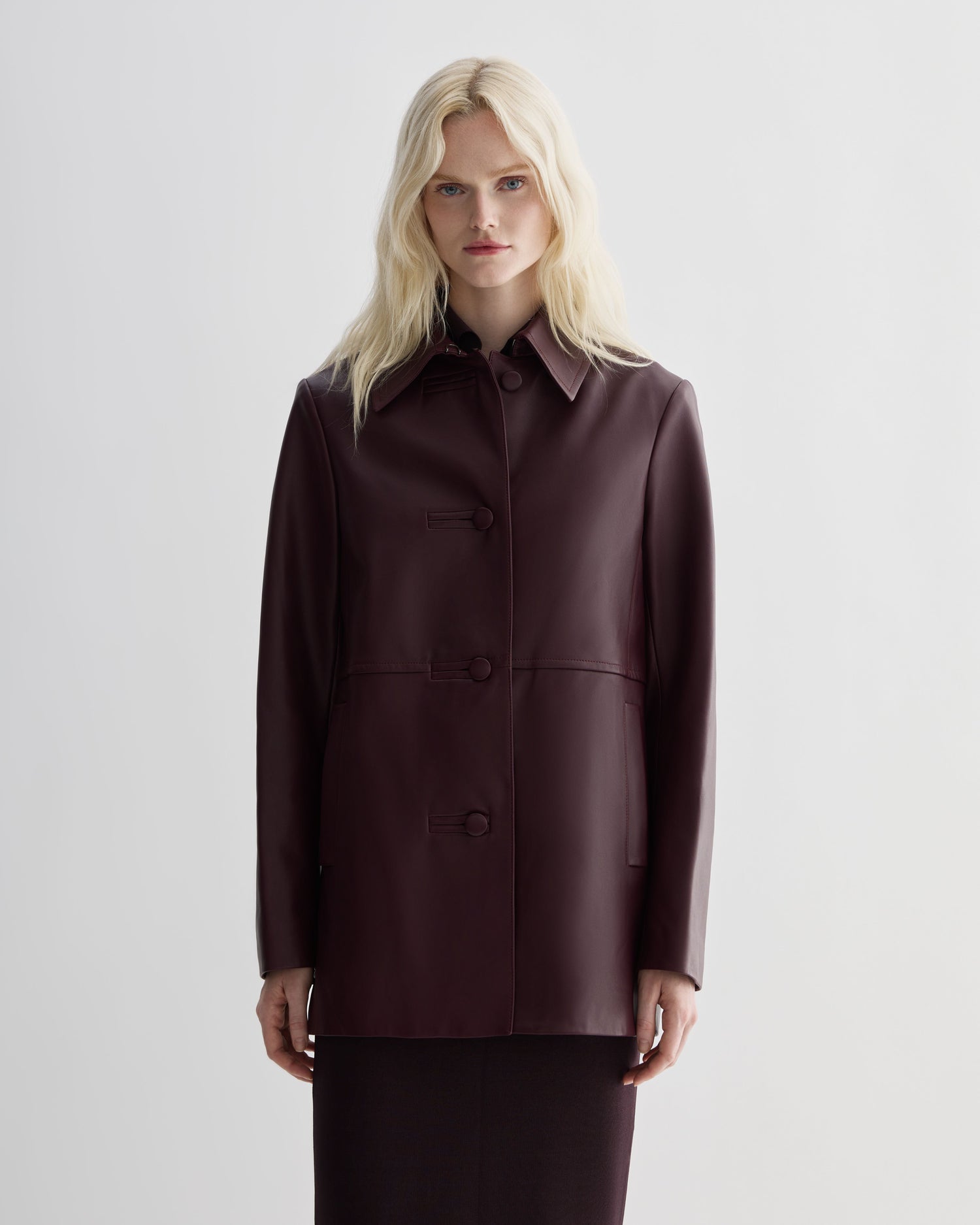 Jess Jacket in Nappa Leather, Deep Plum