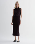 Caterina Skirt in Silk Knit, Deep Plum - Veronica De Piante