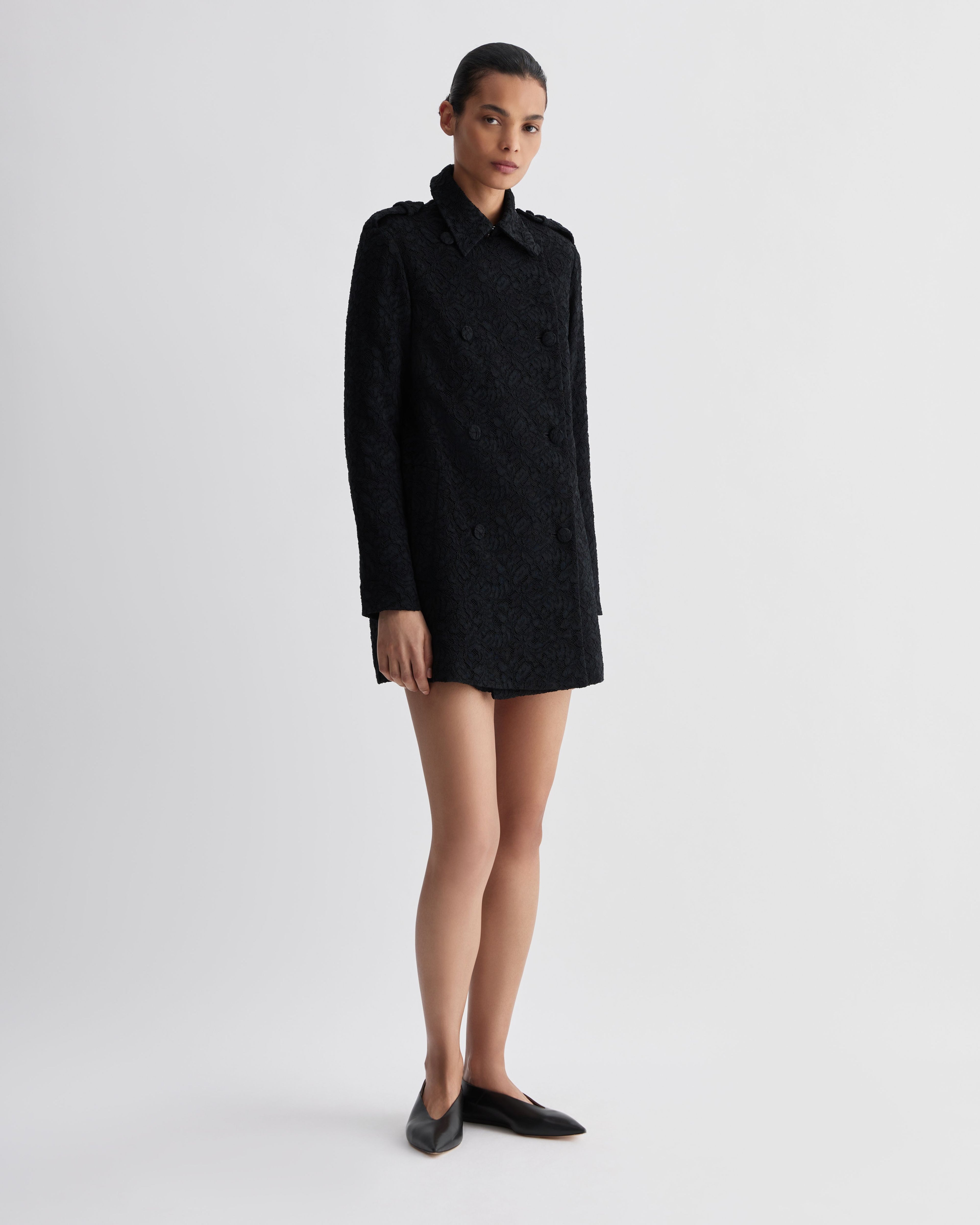 Charlotte Trench in Lace, Black - Veronica De Piante
