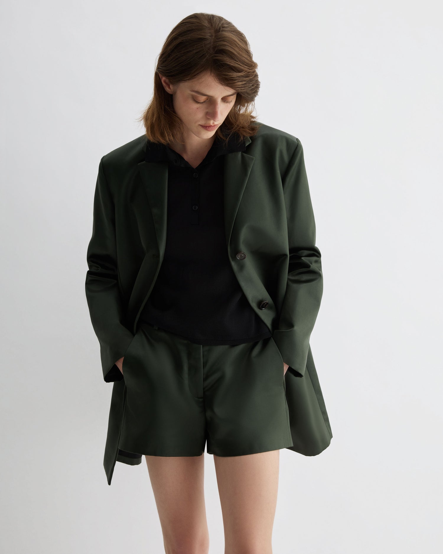 Leanor Jacket in Technical Cotton, Olive - Veronica De Piante