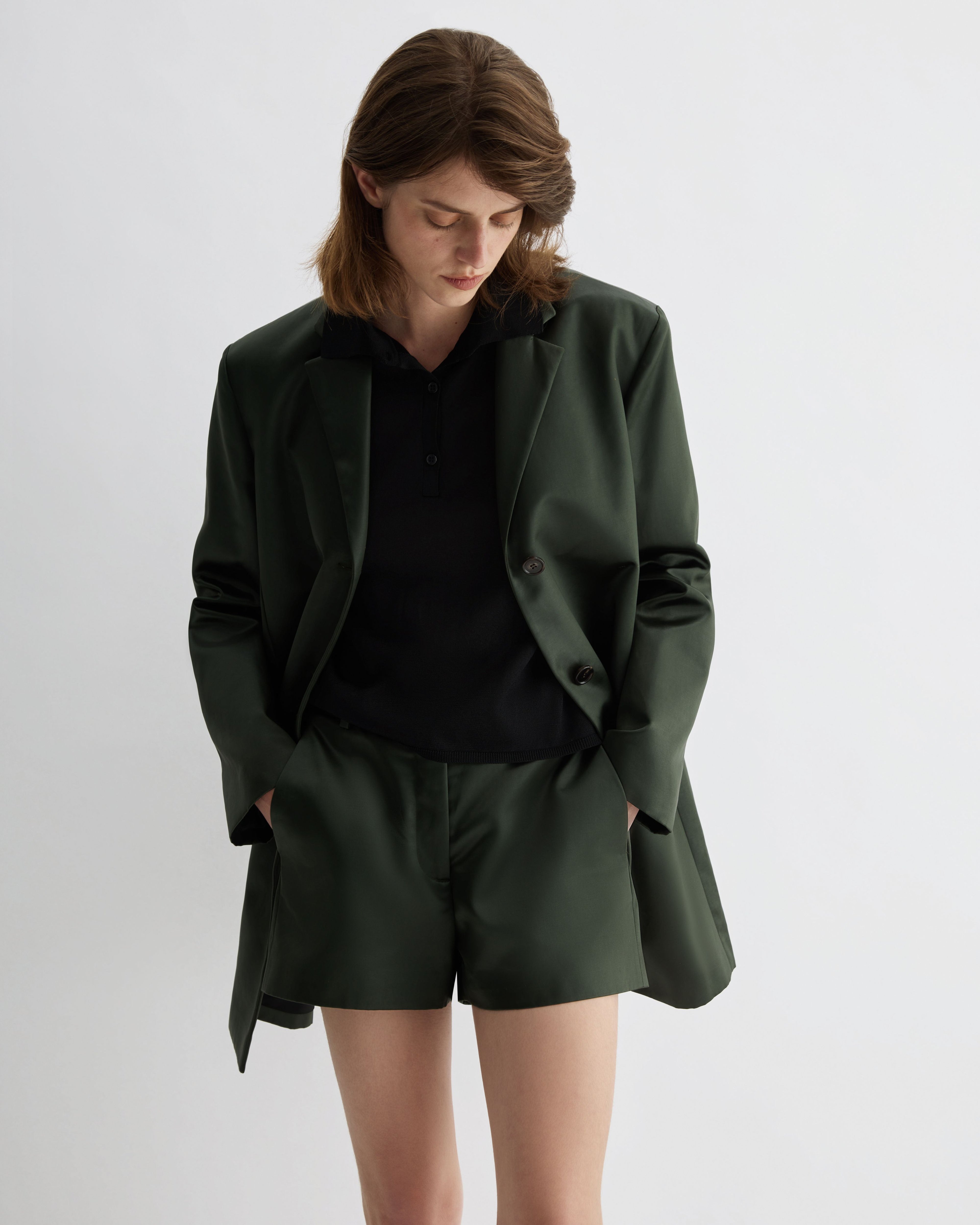 Leanor Jacket in Technical Cotton, Olive - Veronica De Piante