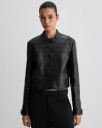 Veronica De Piante Rory Black Nappa Leather Jacket, stylish coat with sleek design and smooth leather finish.