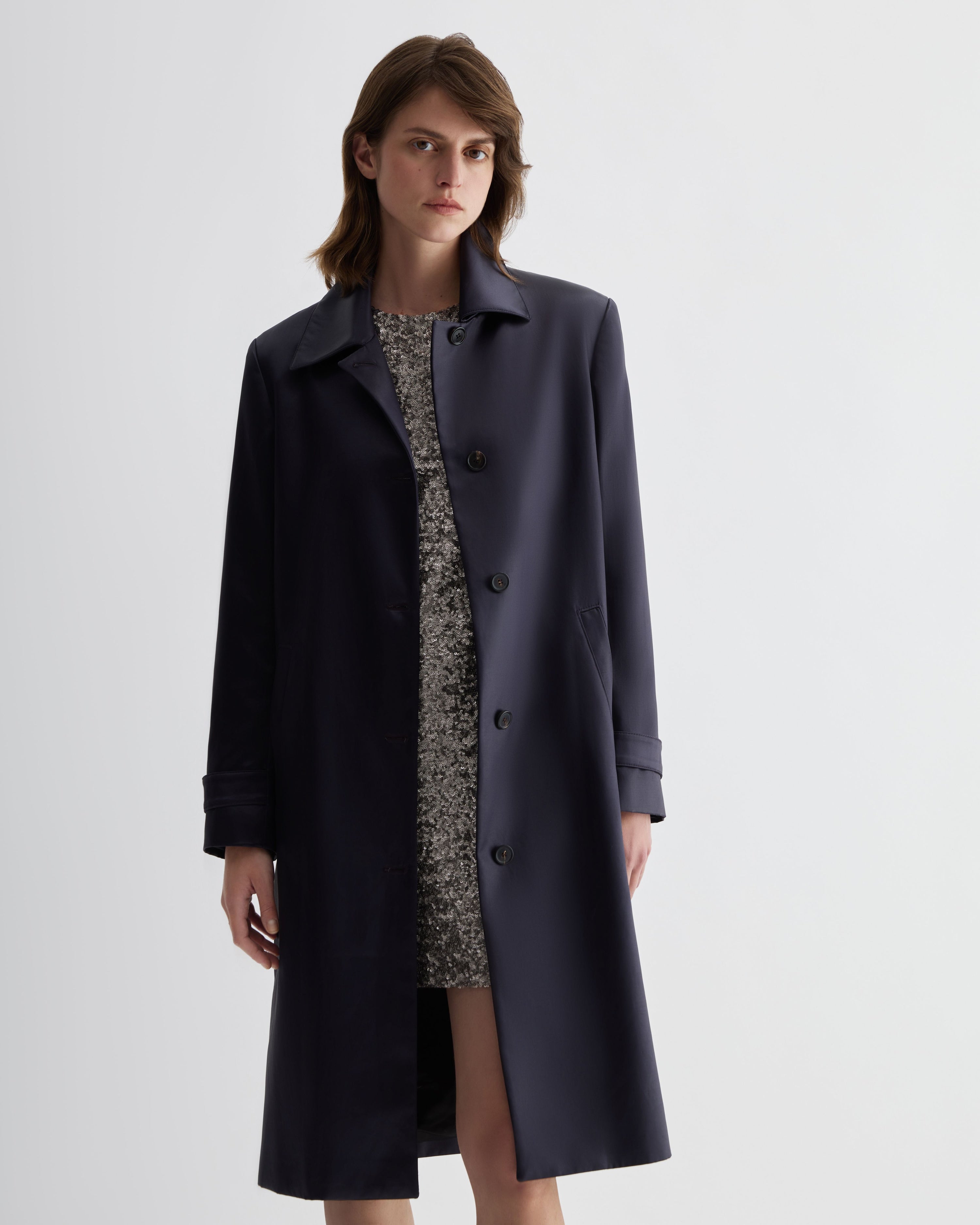 Heather Coat in Technical Cotton, Plum