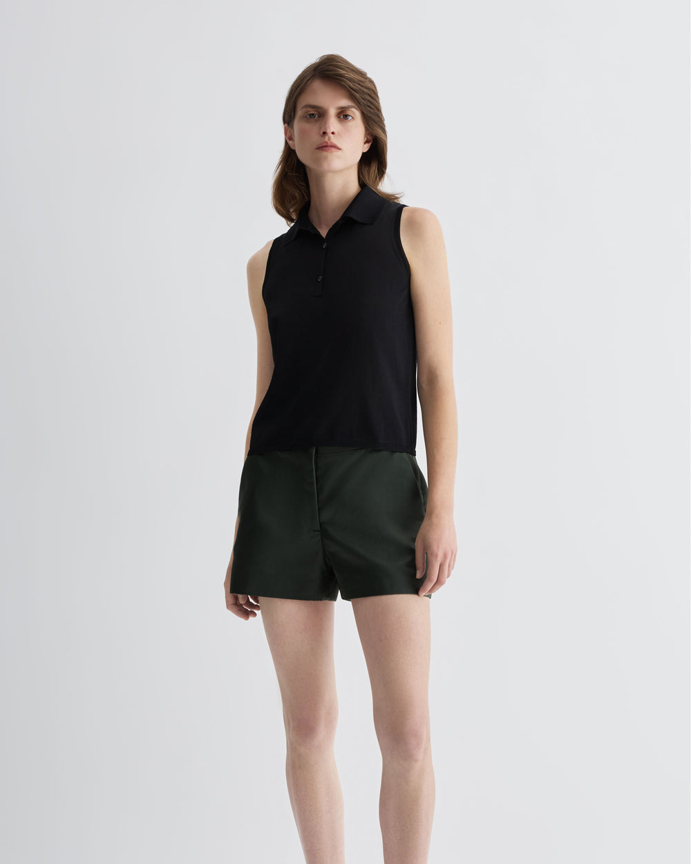 Belle Shorts in Technical Cotton, Olive - Veronica De Piante
