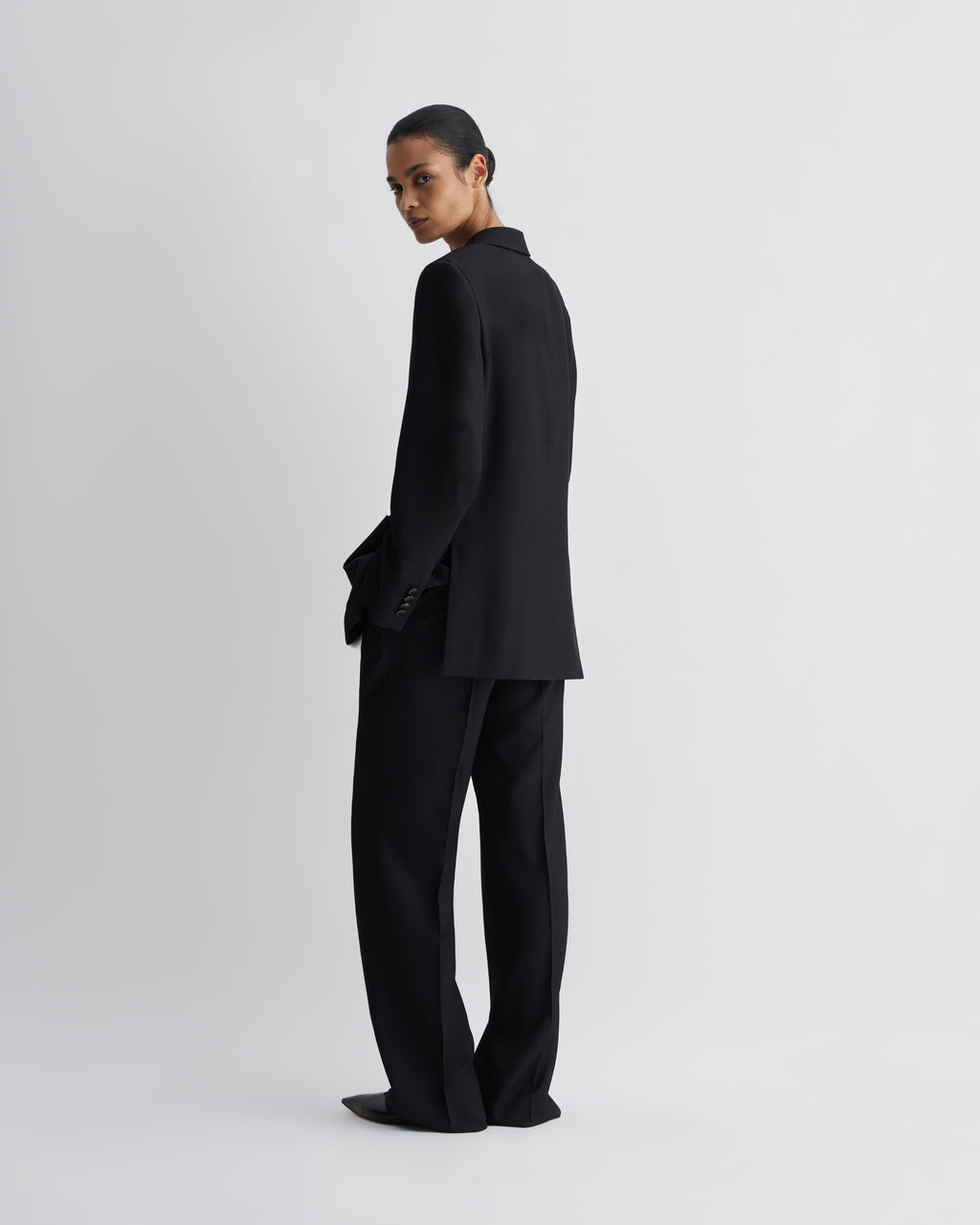 Taylor Trouser in Silk, Black - Veronica De Piante