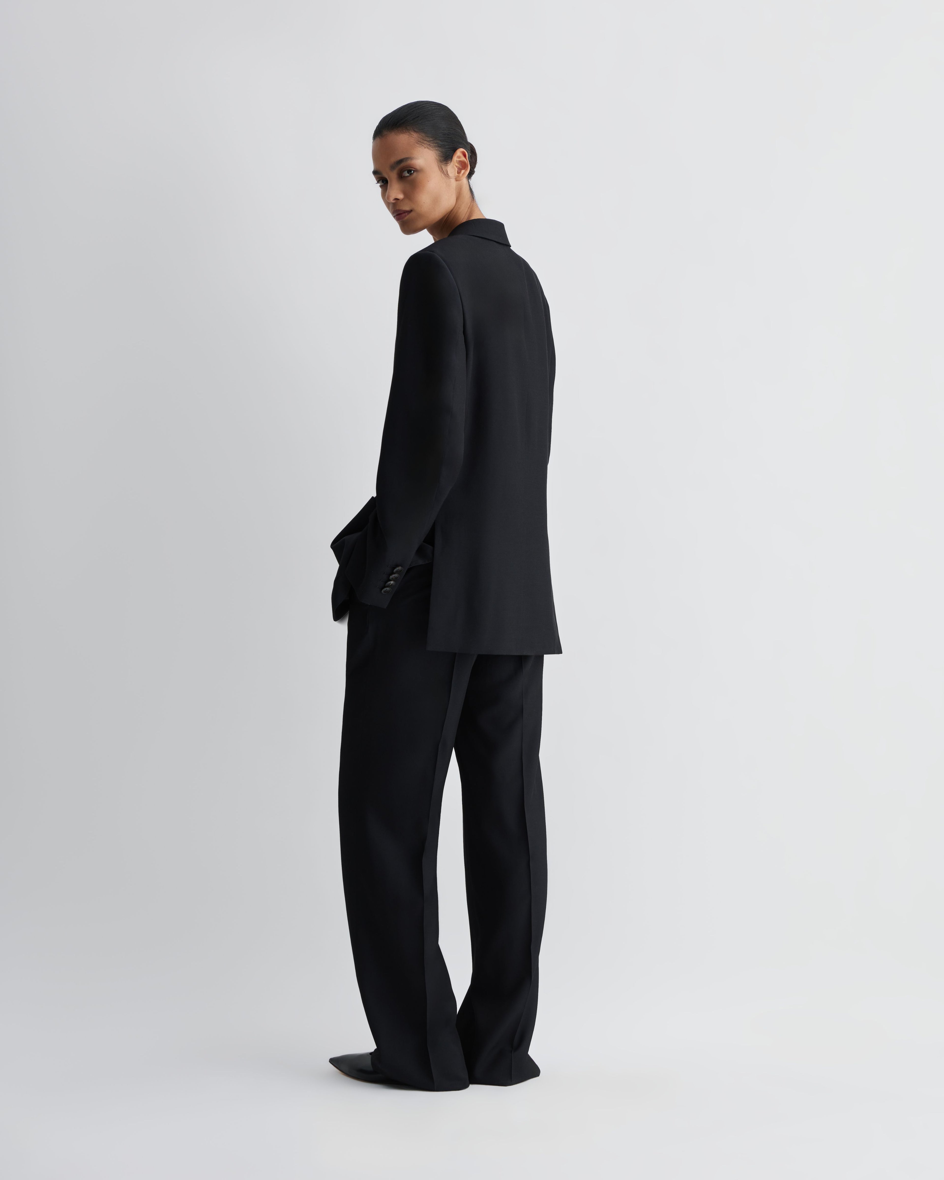 Taylor Trouser in Silk, Black - Veronica De Piante