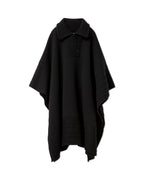 Francis Poncho in Wool and Cashmere, Black - Veronica De Piante