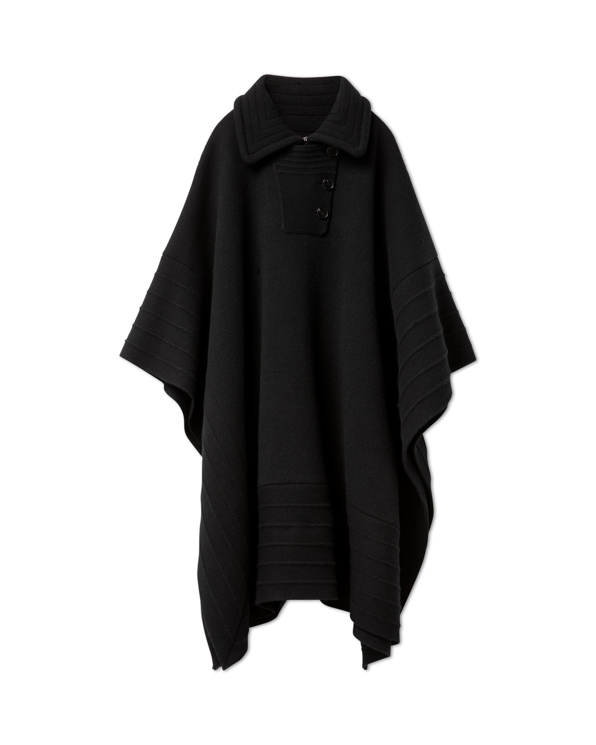 Francis Poncho in Wool and Cashmere, Black - Veronica De Piante