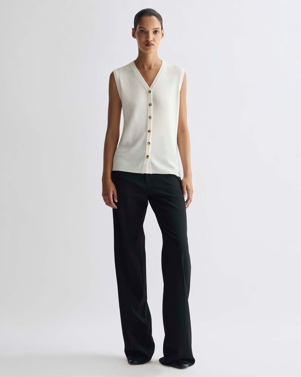 Alice Vest in Merino Wool, Cream - Veronica De Piante