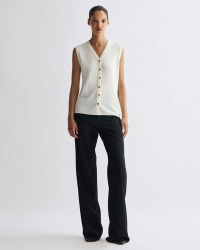 Alice Vest in Merino Wool, Cream - Veronica De Piante