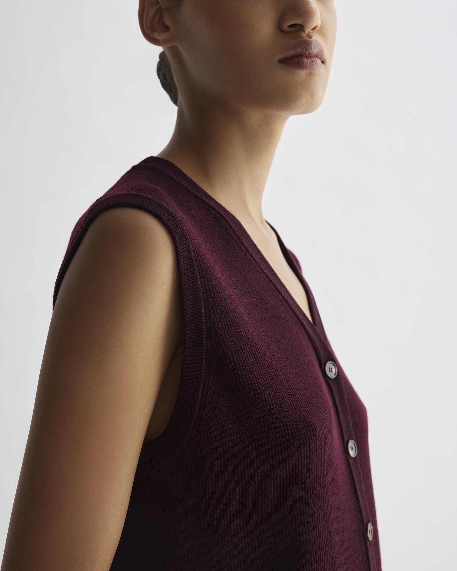 Alice Vest in Merino Wool, Deep Plum