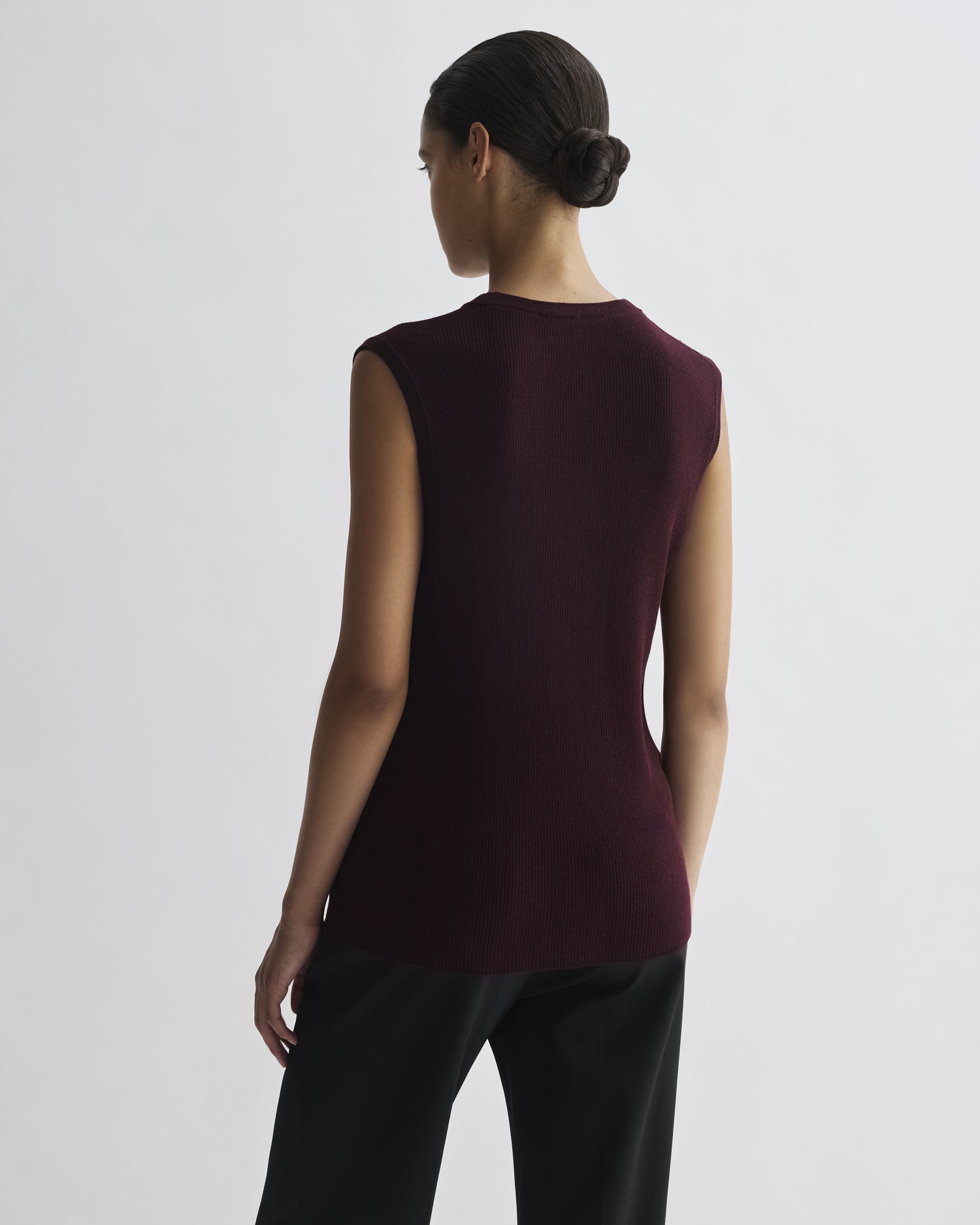 Alice Vest in Merino Wool, Deep Plum