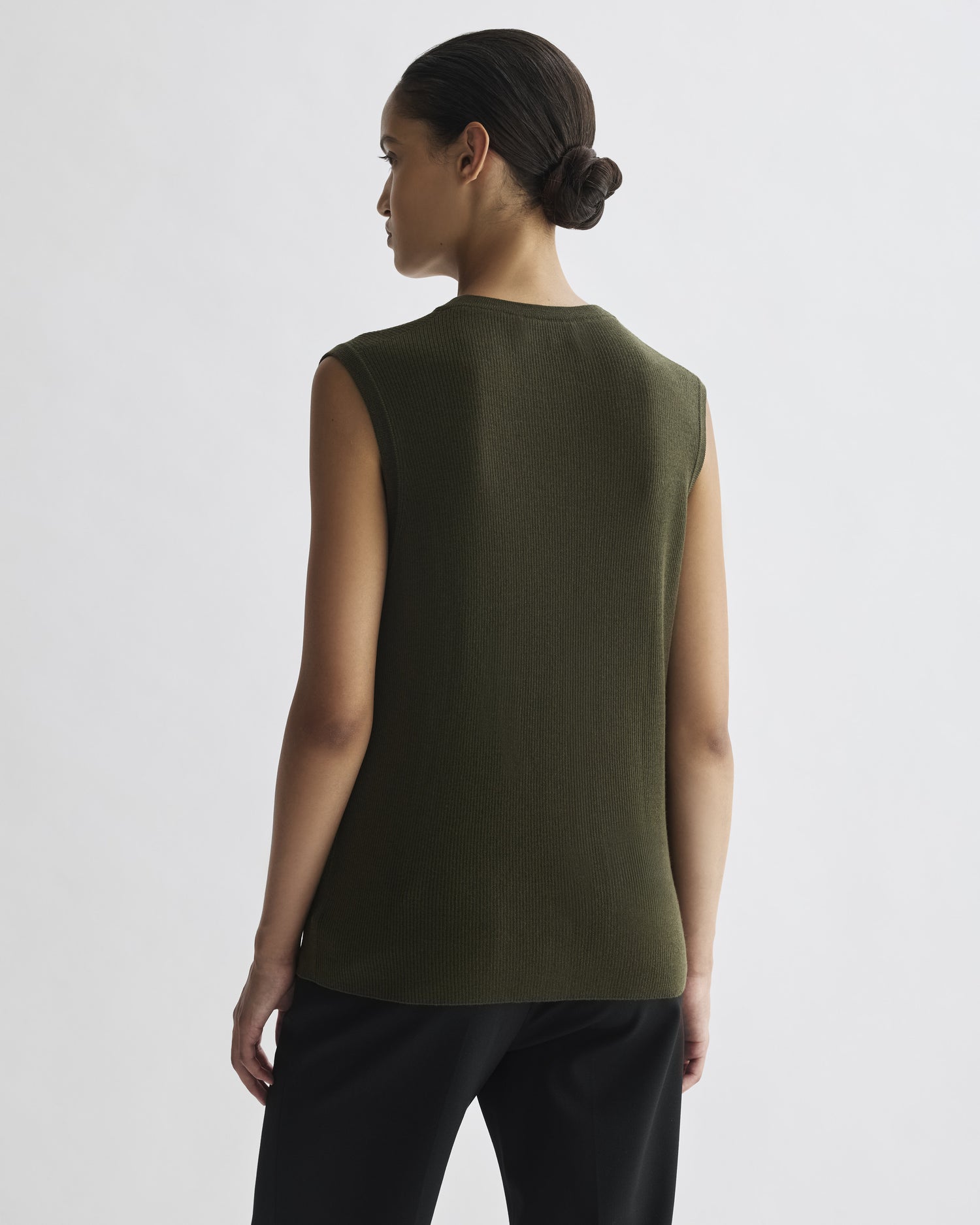 Alice Vest in Merino Wool, Olive