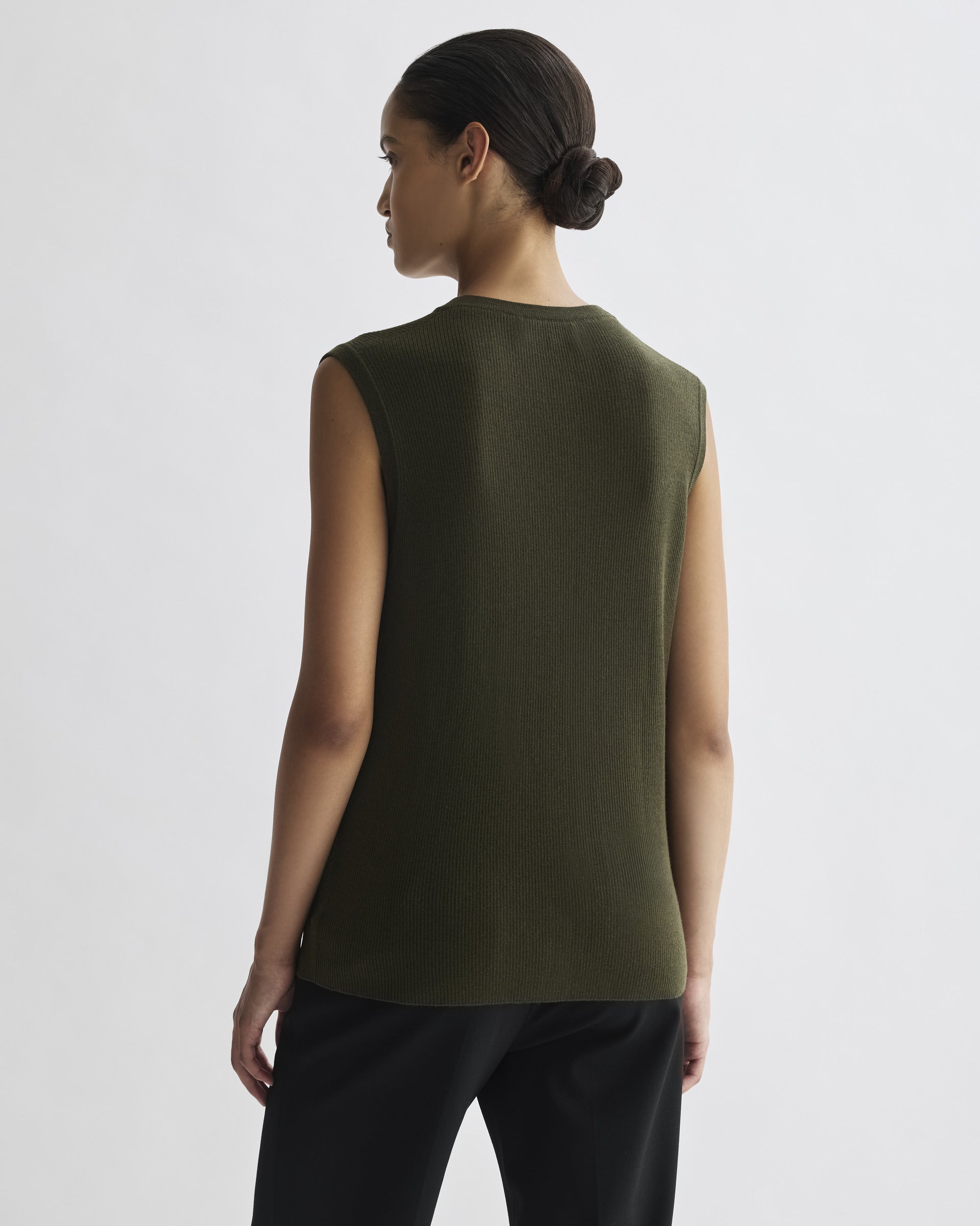 Alice Vest in Merino Wool, Olive - Veronica De Piante