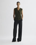 Alice Vest in Merino Wool, Olive - Veronica De Piante
