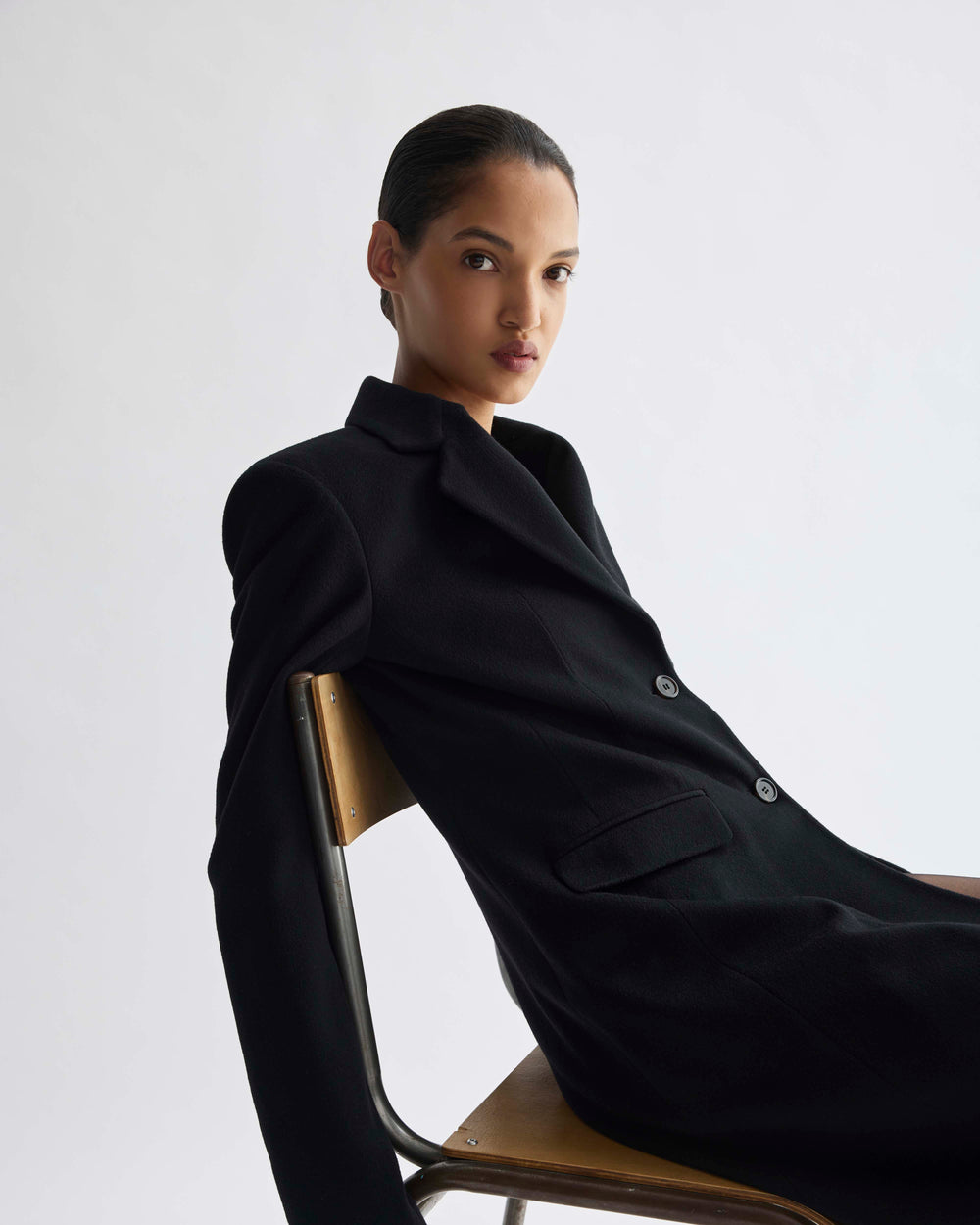 Freya Coat in Cashmere, Black