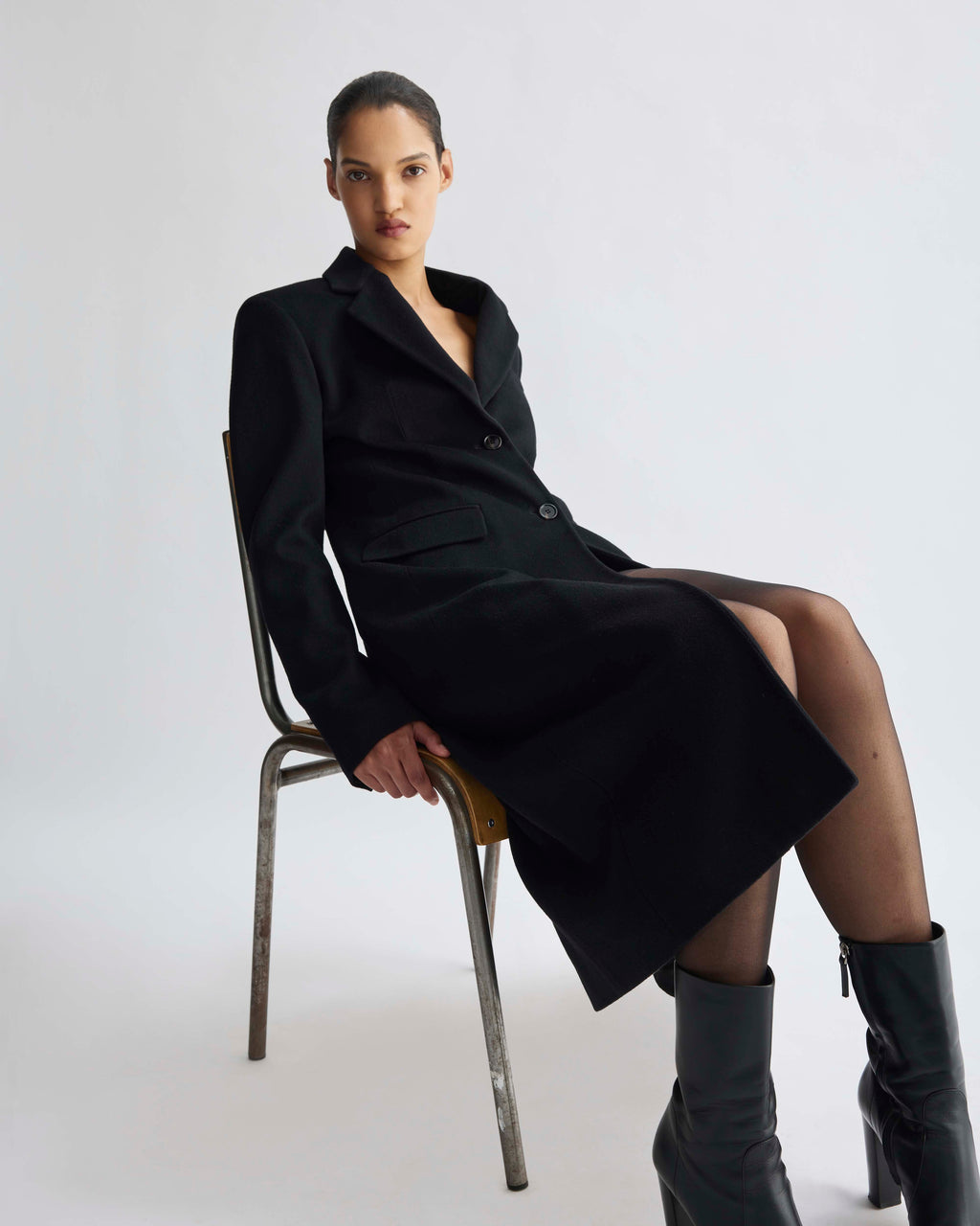 Freya Coat in Cashmere, Black - Veronica De Piante
