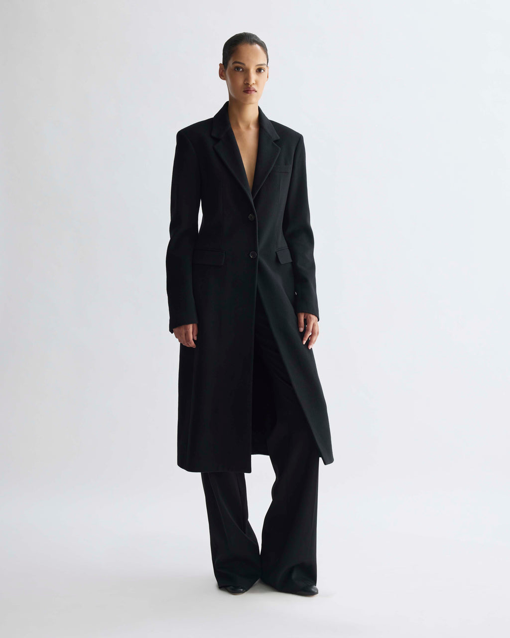 Freya Coat in Cashmere, Black - Veronica De Piante