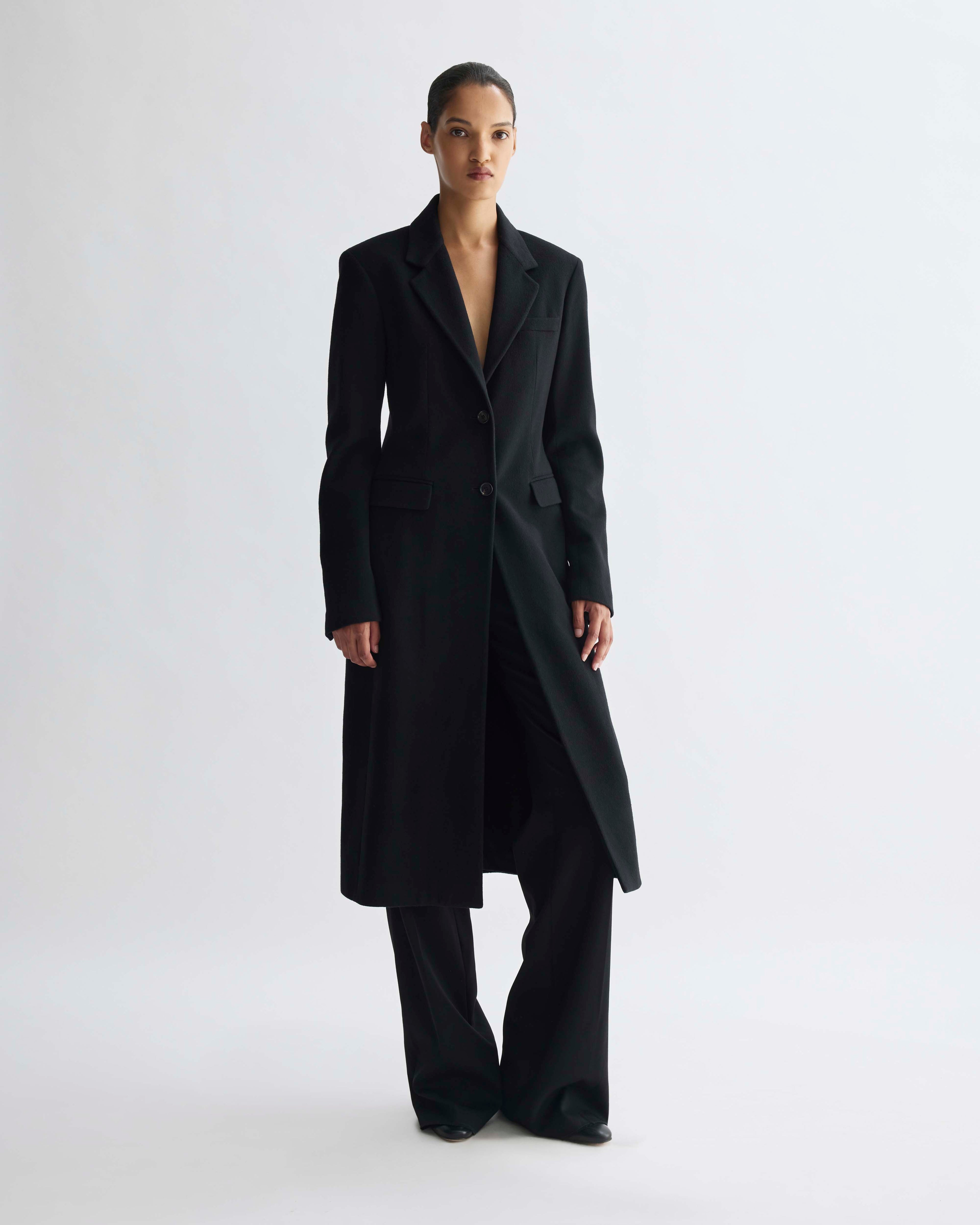 Freya Coat in Cashmere, Black - Veronica De Piante
