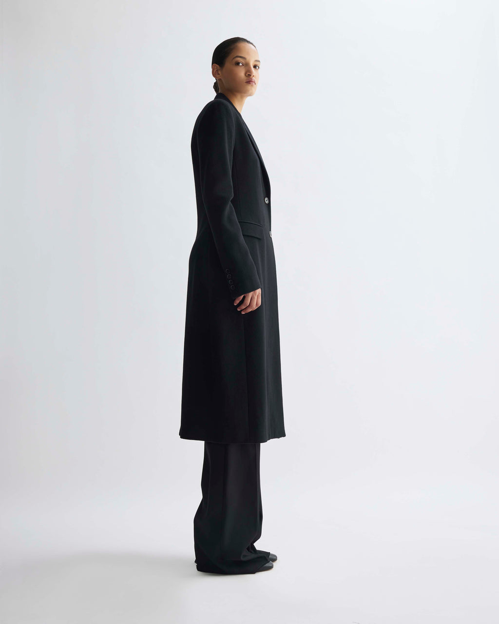 Freya Coat in Cashmere, Black - Veronica De Piante