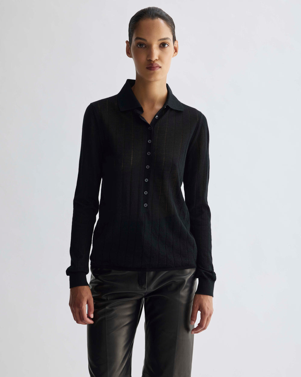 Luna Polo Neck Sweater in Cashmere, Black