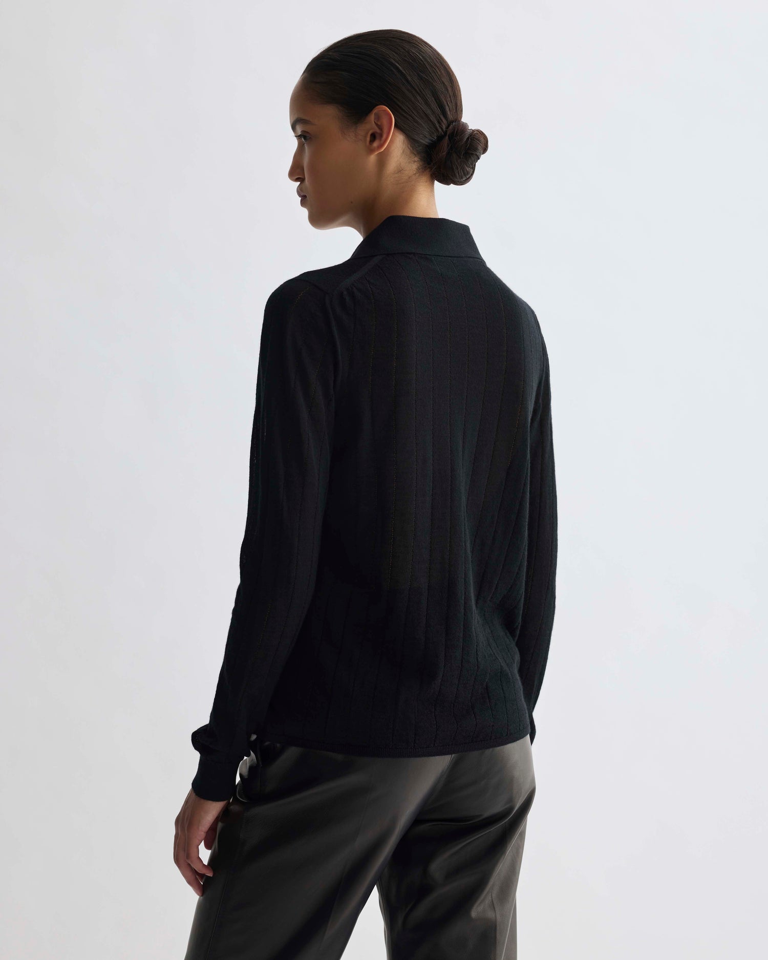 Luna Polo Neck Sweater in Cashmere, Black