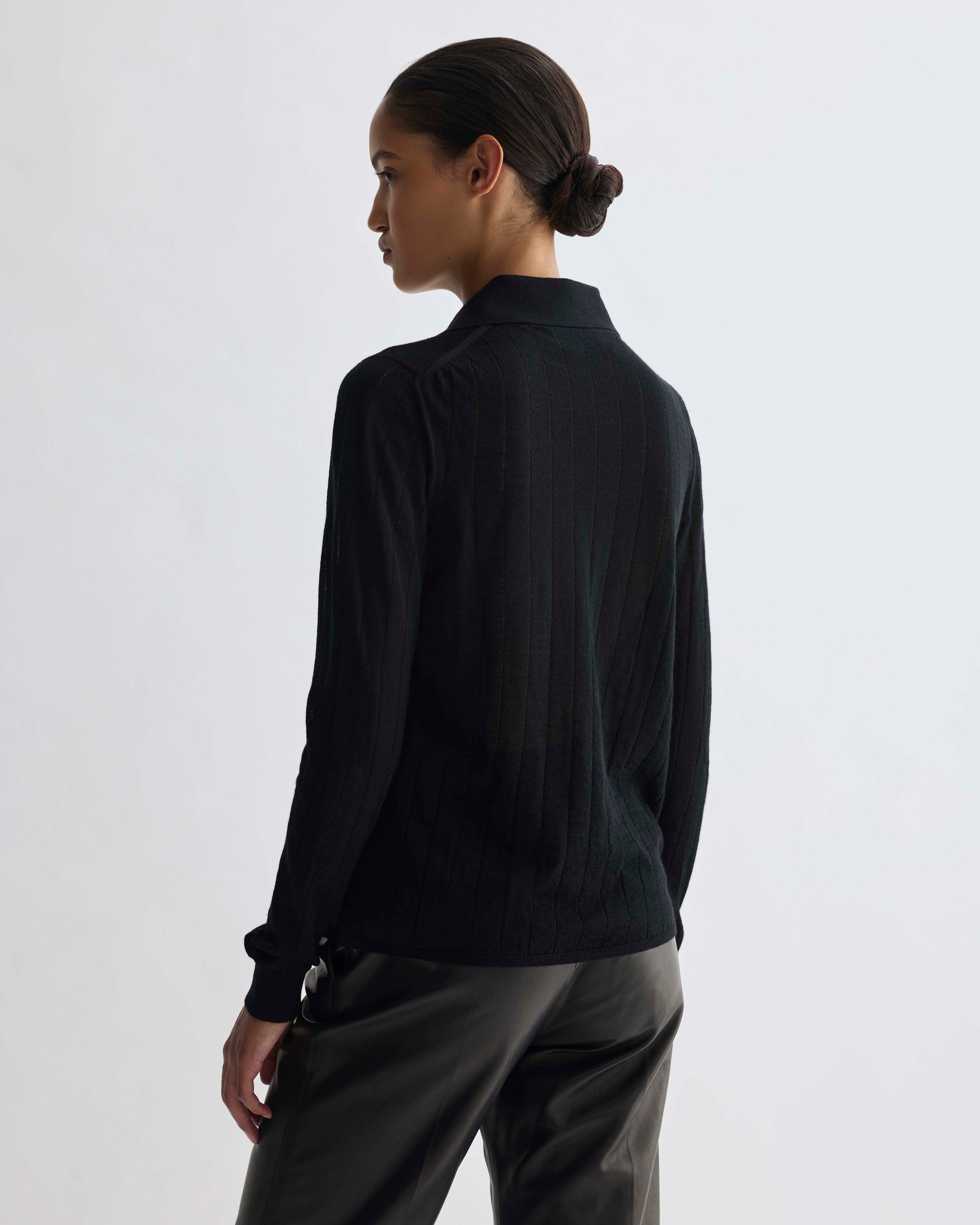 Luna Polo Neck Sweater in Cashmere, Black