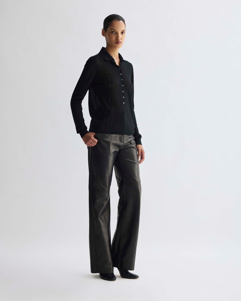 Luna Polo Neck Sweater in Cashmere, Black - Veronica De Piante