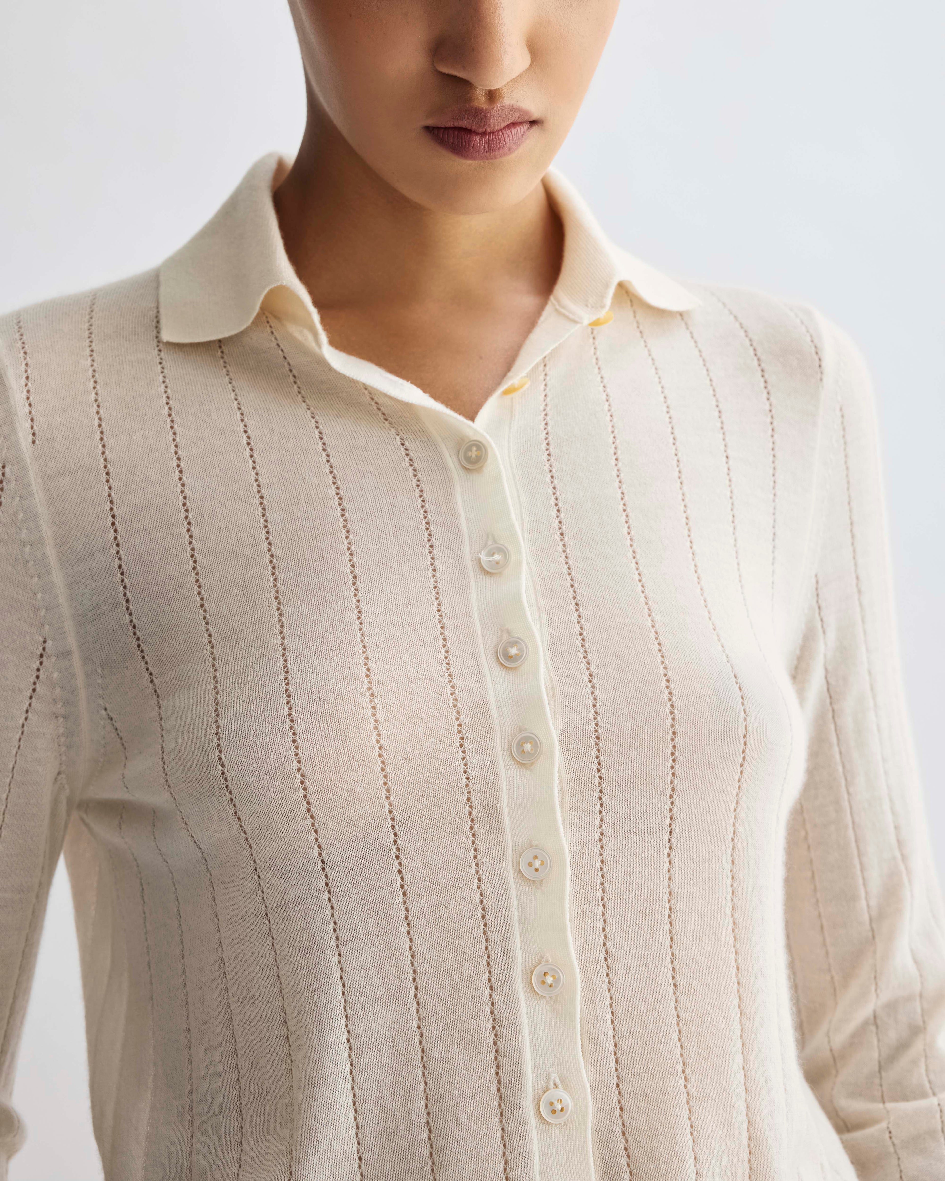 Luna Polo Neck Sweater in Cashmere, Cream - Veronica De Piante