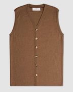 Veronica De Piante Alice Merino Wool Vest in Camel, stylish knitwear with a cozy, fitted design and ribbed details.