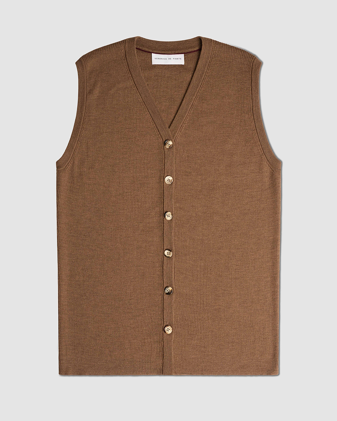 Alice Vest in Merino Wool, Camel