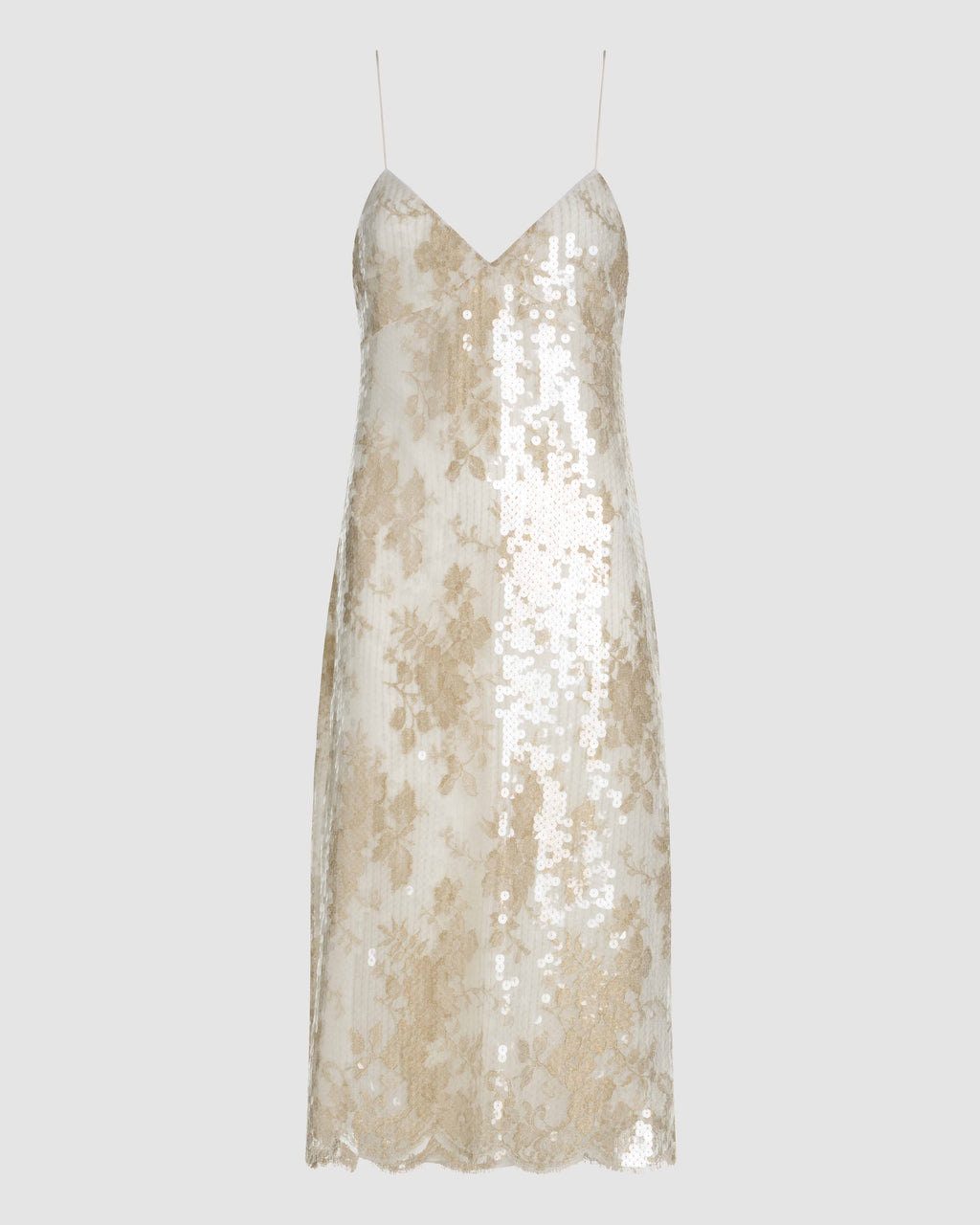 Aya Dress in Lace Sequins, Gold