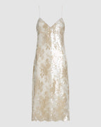 Aya Dress in Lace Sequins, Gold