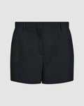 Black silk Belle Shorts by Veronica De Piante, showcasing smooth fabric and relaxed fit on a neutral background.