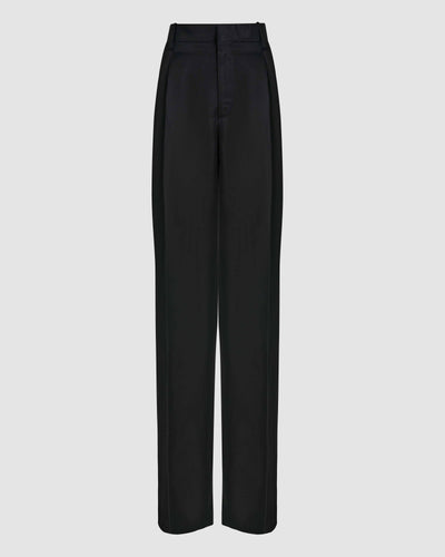 Black Billie linen trousers by Veronica De Piante, stylish bottoms with a relaxed fit and tailored design.