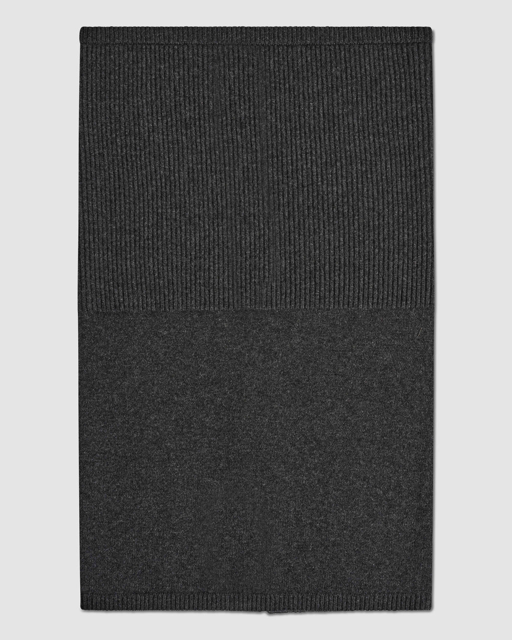 Veronica De Piante Caro Snood in charcoal wool cashmere knitwear, showcasing a cozy, stylish winter accessory.